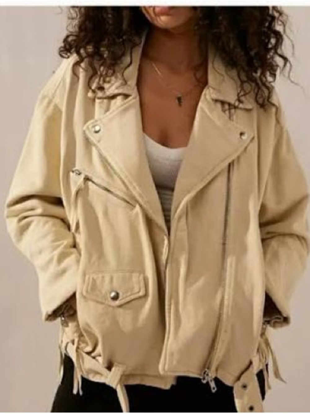 We the Free Revel Knit Moto Vanilla Cream Jacket